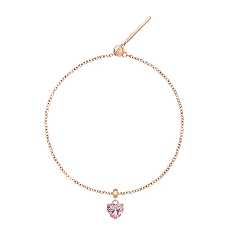 Heart Crystal Pink Rose Gold Charm + Chain Bracelet RG sold by Daniel Wellington