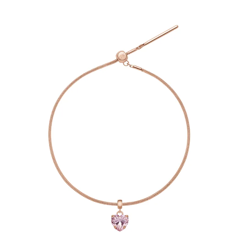 Heart Crystal Pink Rose Gold Charm + Snake Bracelet RG sold by Daniel Wellington