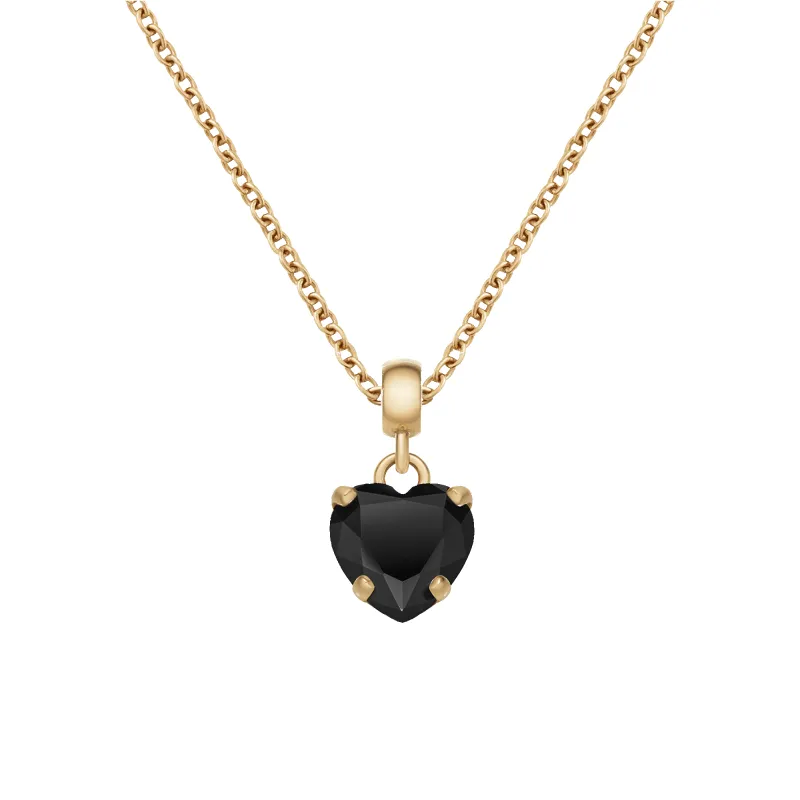 Heart Crystal Black Gold Charm + Chain Necklace G made by Daniel Wellington