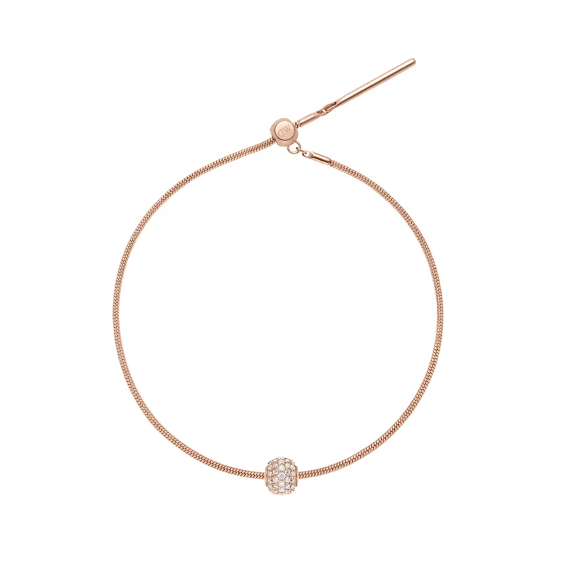 Pave Orb White Crystal Rose Gold Charm + Snake Bracelet RG sold by Daniel Wellington