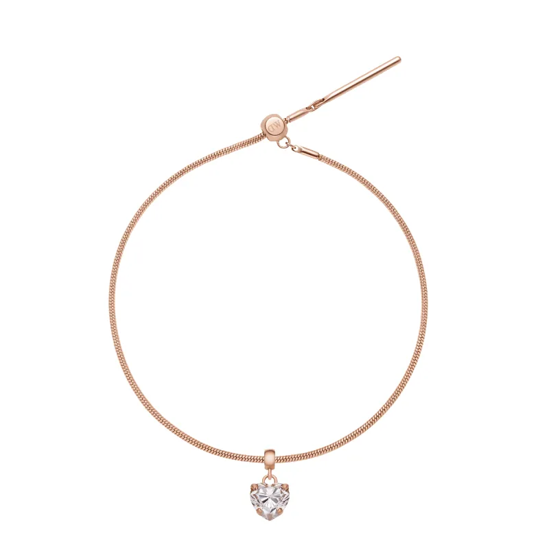 Heart Crystal White Rose Gold Charm + Snake Bracelet RG sold by Daniel Wellington