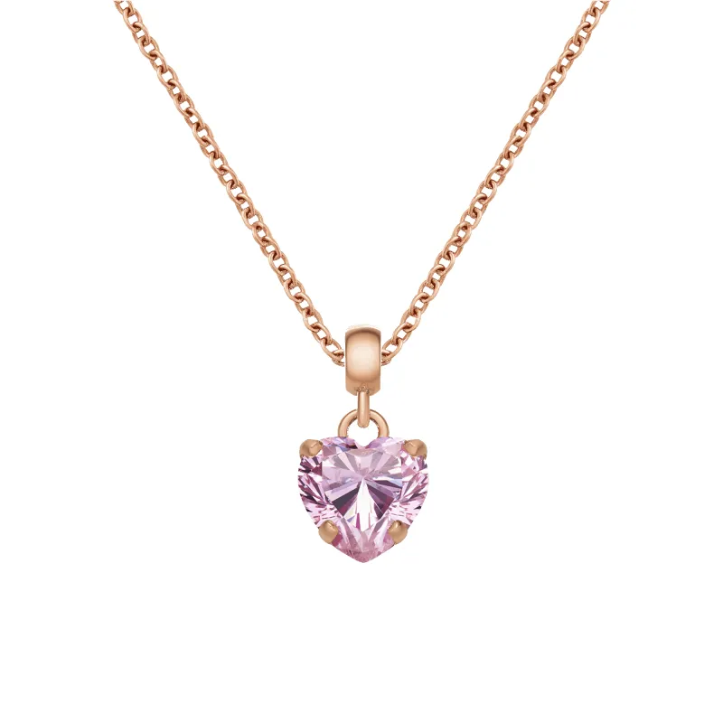 Heart Crystal Pink Rose Gold Charm + Chain Necklace RG sold by Daniel Wellington
