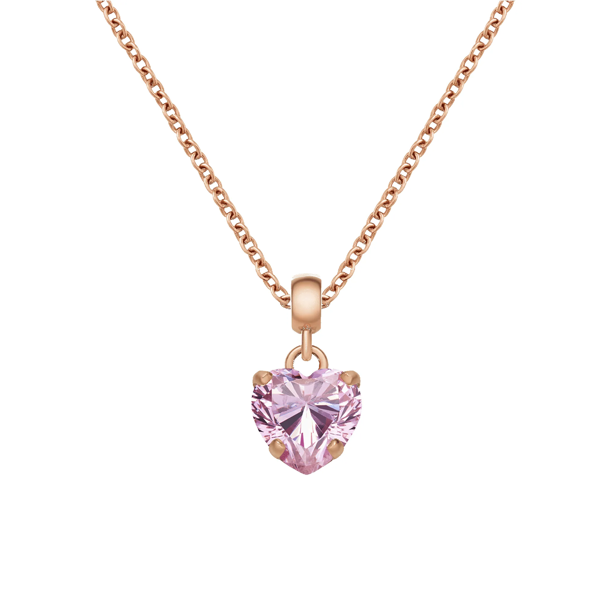 Heart Crystal Pink Rose Gold Charm + Chain Necklace RG sold by Daniel Wellington