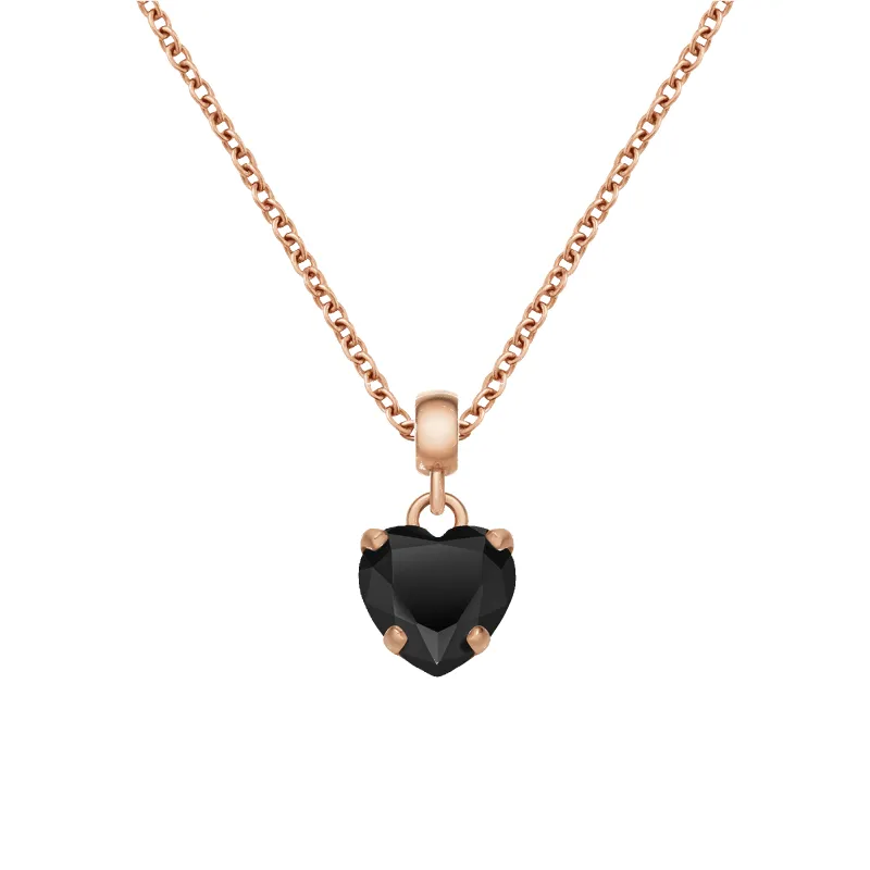 Heart Crystal Black Rose Gold Charm + Chain Necklace RG made by Daniel Wellington