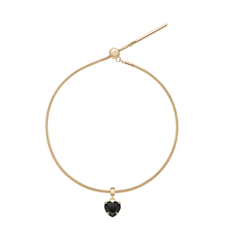 Heart Crystal Black Gold Charm + Snake Bracelet G made by Daniel Wellington