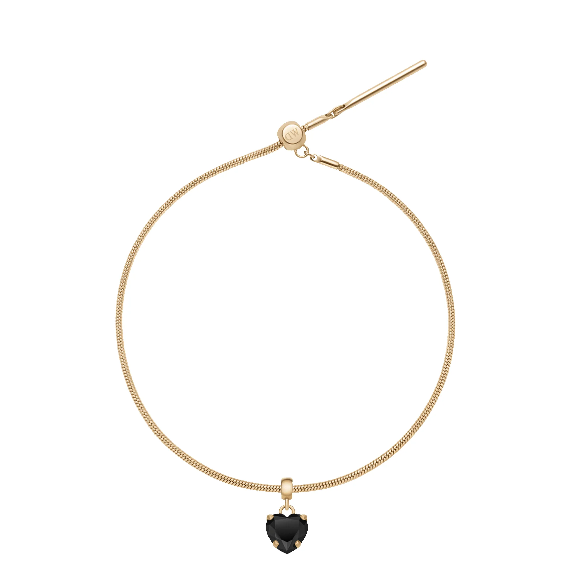 Heart Crystal Black Gold Charm + Snake Bracelet G sold by Daniel Wellington