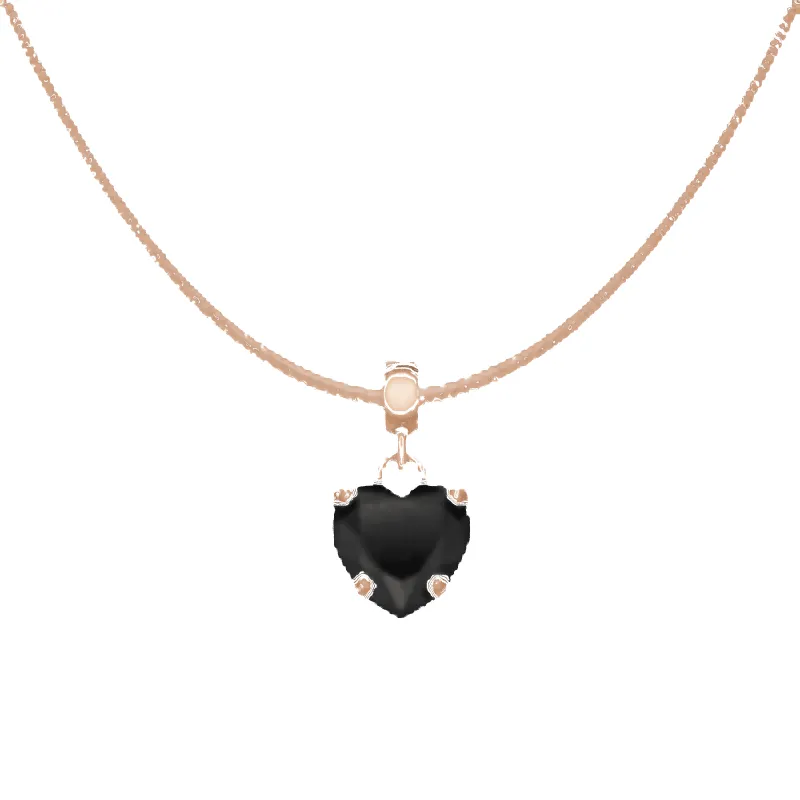 Heart Crystal Black Rose Gold Charm + Snake Necklace RG made by Daniel Wellington