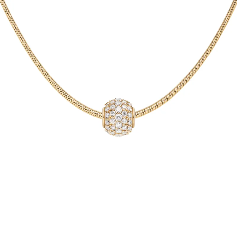 Pave Orb White Crystal Gold Charm + Snake Necklace G made by Daniel Wellington