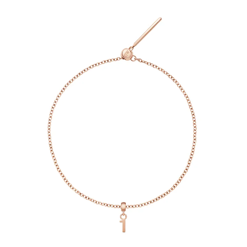 Number Rose Gold Charm + Chain Bracelet RG sold by Daniel Wellington