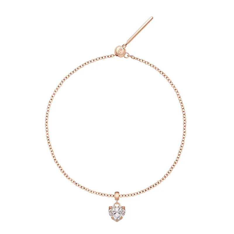 Heart Crystal White Rose Gold Charm + Chain Bracelet RG sold by Daniel Wellington