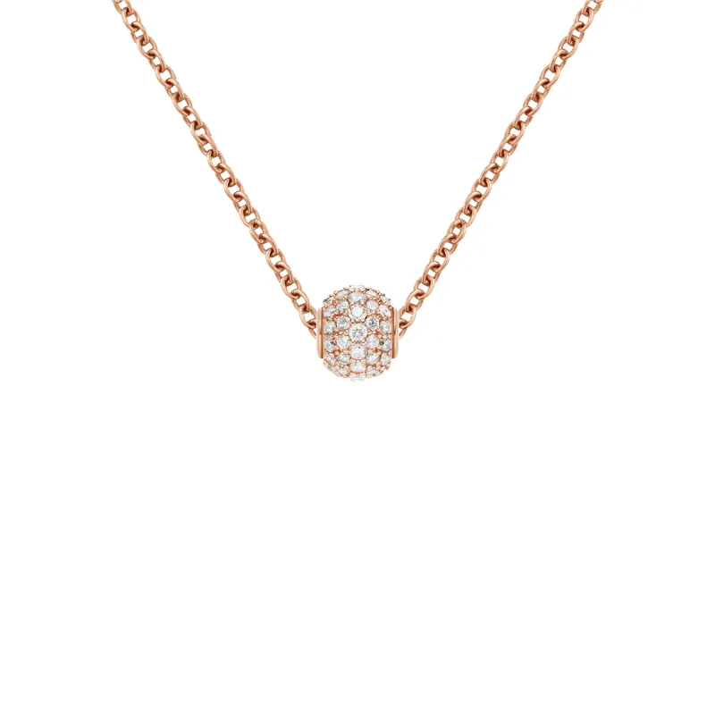 Pave Orb White Crystal Rose Gold Charm + Chain Necklace RG made by Daniel Wellington