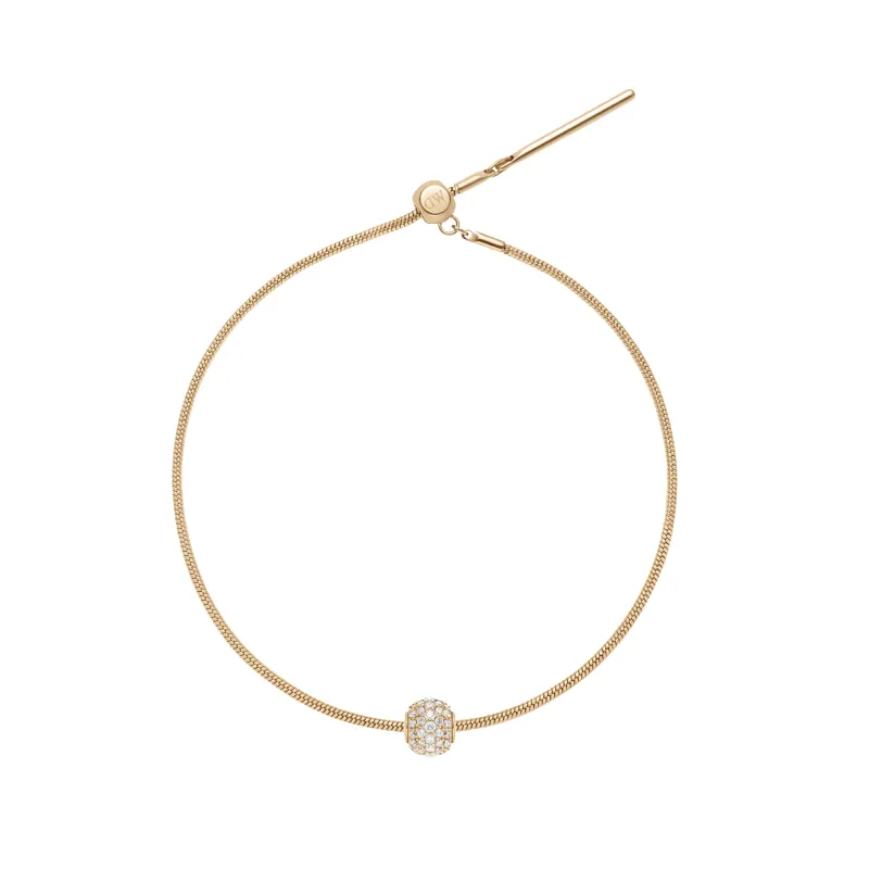 Pave Orb White Crystal Gold Charm + Snake Bracelet G sold by Daniel Wellington