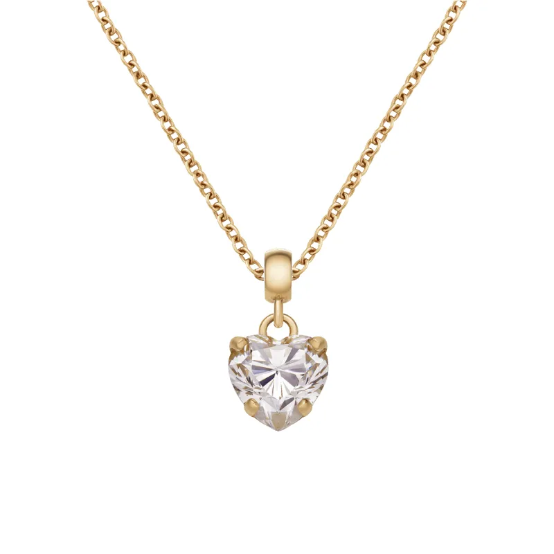 Heart Crystal White Gold Charm + Chain Necklace G sold by Daniel Wellington
