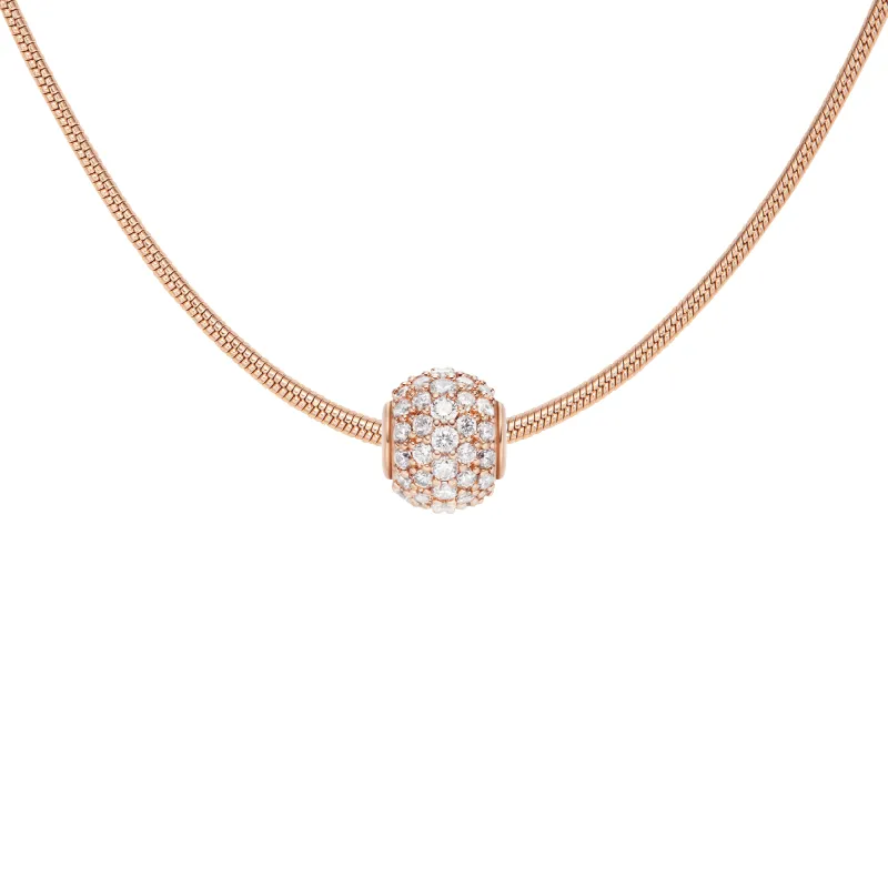 Pave Orb White Crystal Rose Gold Charm + Snake Necklace RG made by Daniel Wellington