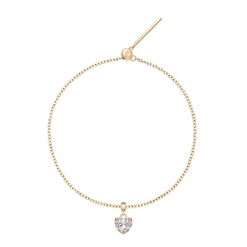 Heart Crystal White Charm + Chain Bracelet G sold by Daniel Wellington