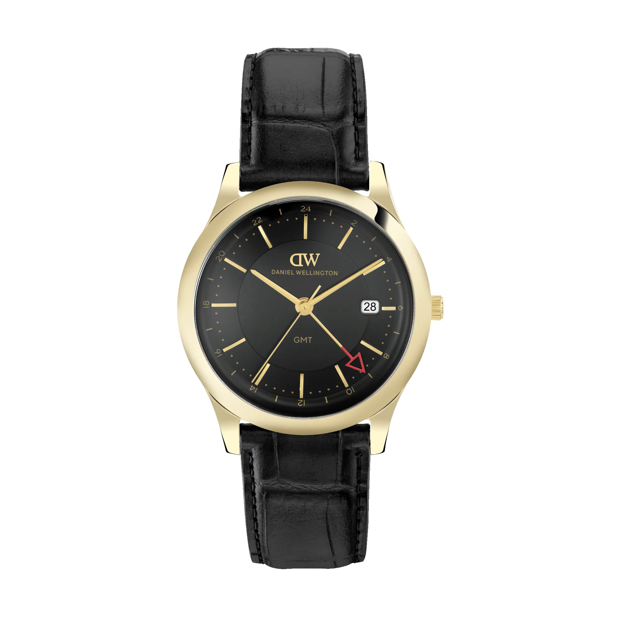 Pathfinder GMT Black-Croc Black Gold sold by Daniel Wellington