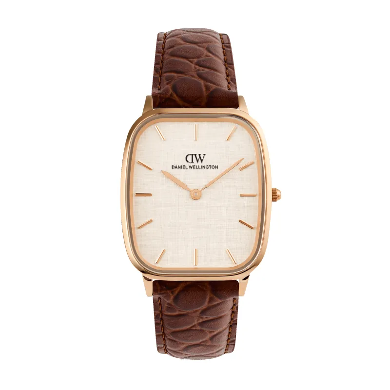 Marlon Brown Croc Belly Linen Rose Gold made by Daniel Wellington