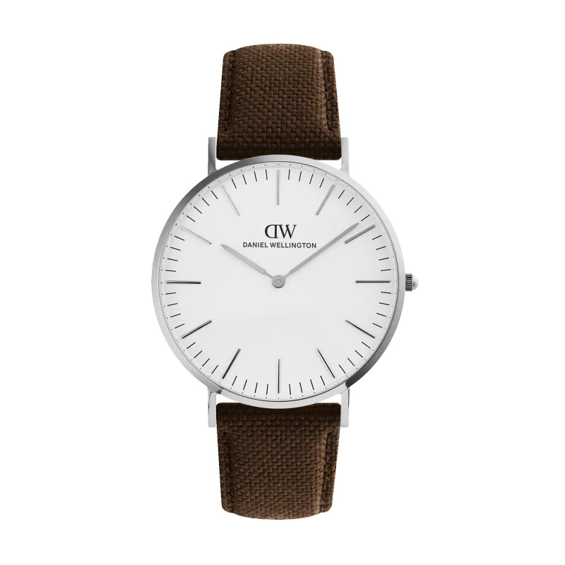Classic Brown Canvas Silver made by Daniel Wellington