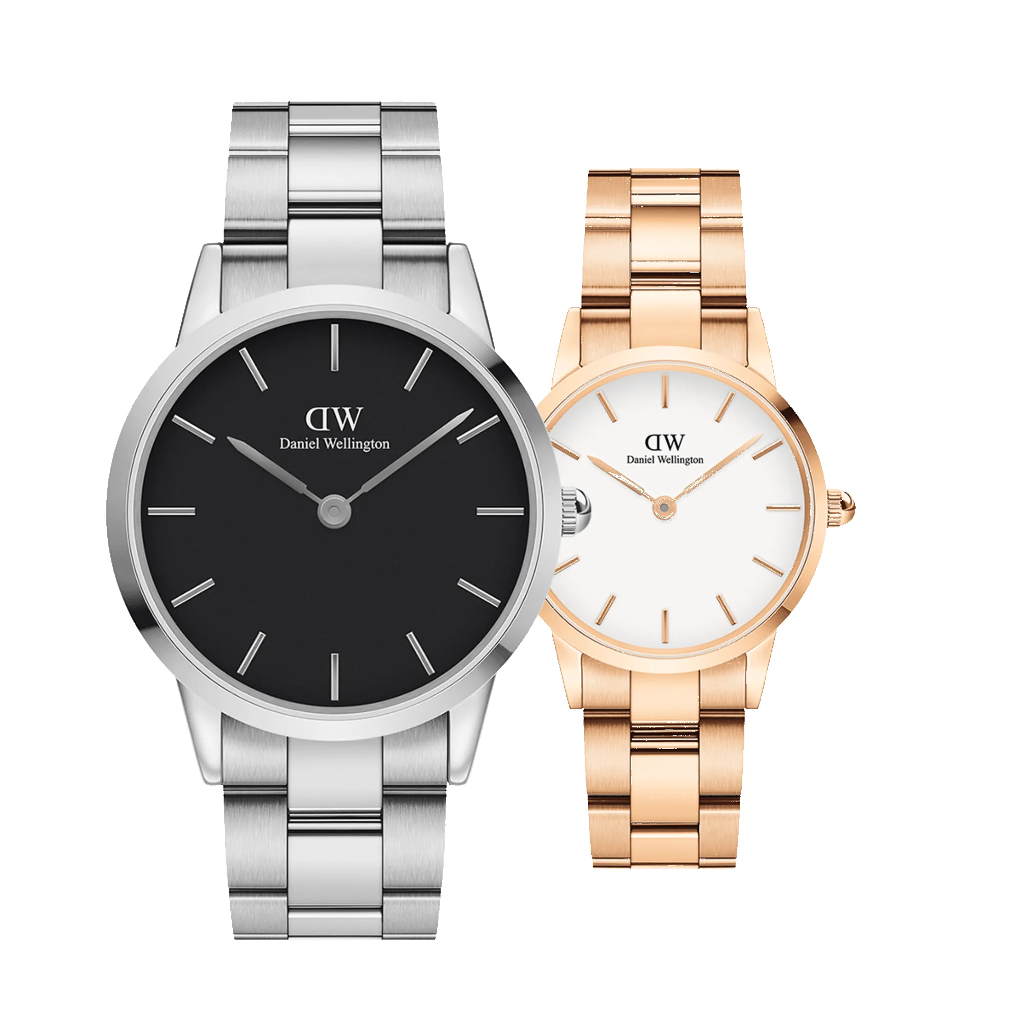Iconic Link White Rose Gold & Black Silver sold by Daniel Wellington