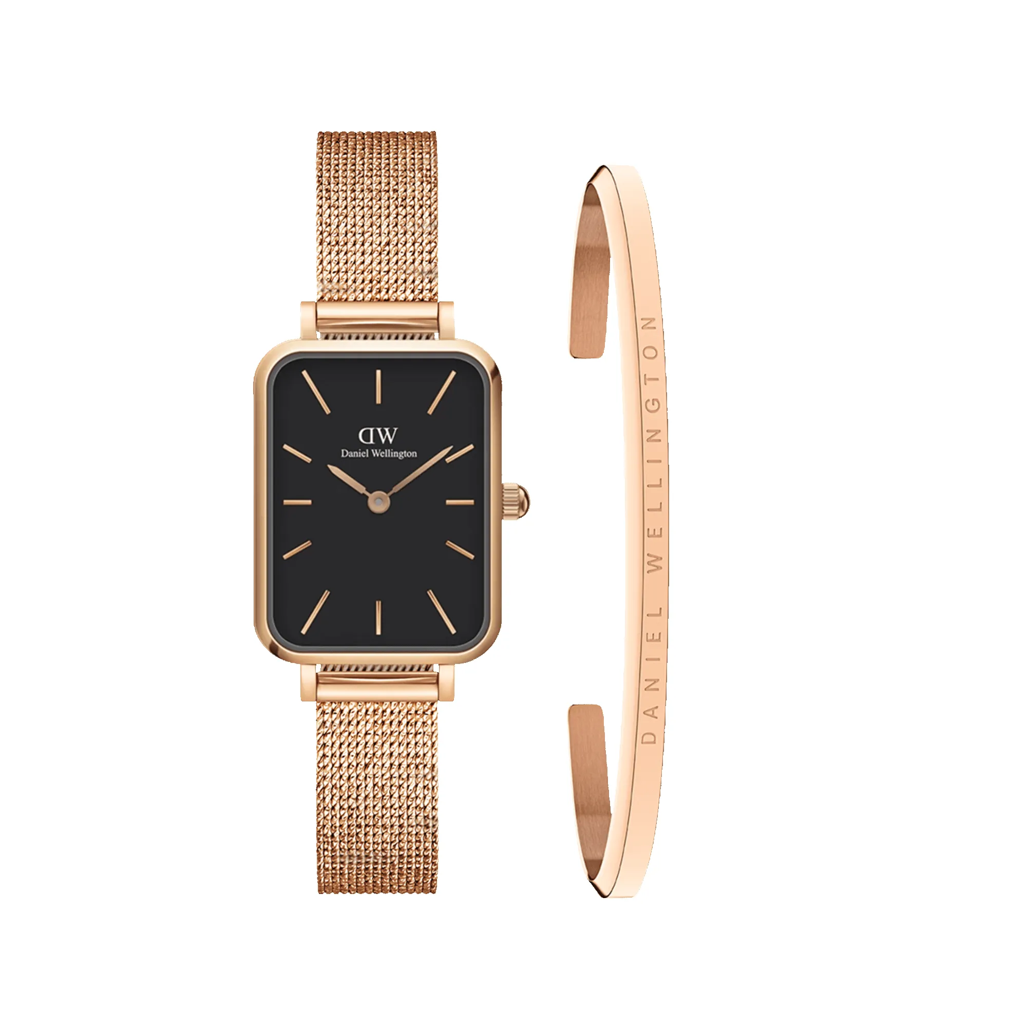 Quadro Pressed Melrose Black + Classic Bracelet sold by Daniel Wellington