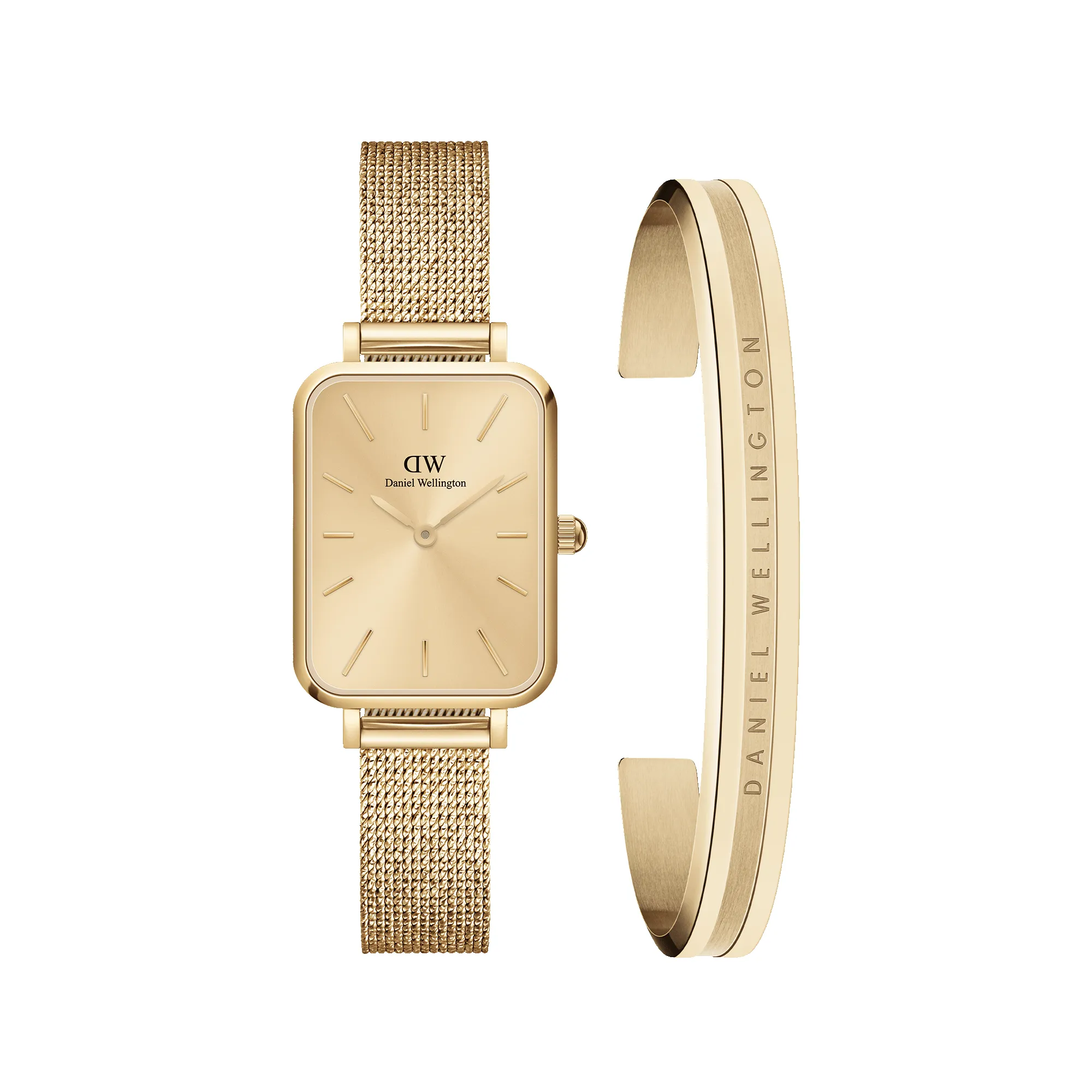 Quadro Pressed Unitone Gold + Elan Bracelet sold by Daniel Wellington