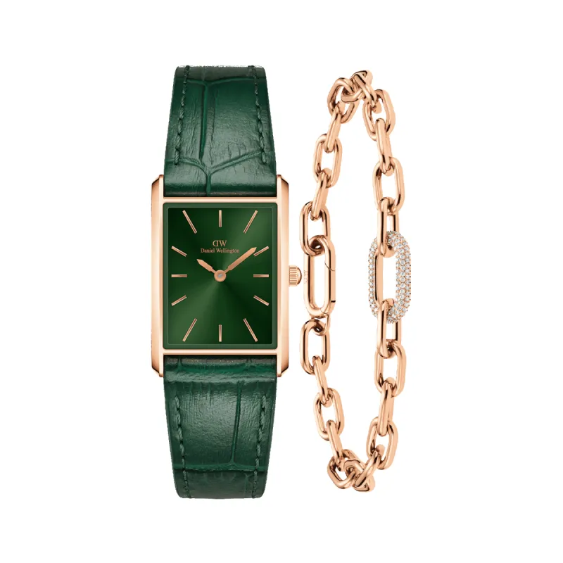 Bound Crocodile Emerald Sunray & Crystal Link Bracelet Rose Gold made by Daniel Wellington