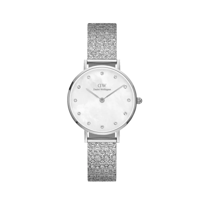 Petite Lumine Pressed Piano White MoP Silver sold by Daniel Wellington