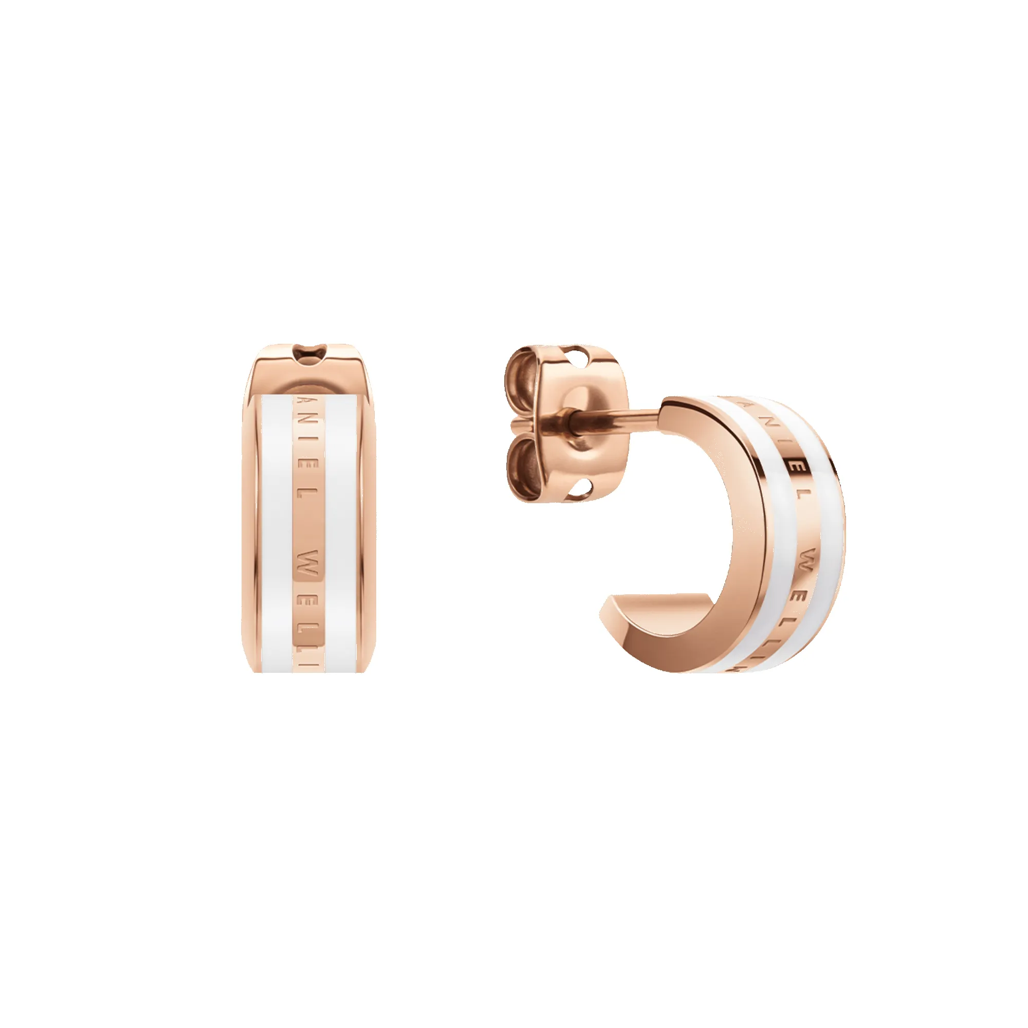 Emalie Earrings Rose Gold Satin White sold by Daniel Wellington
