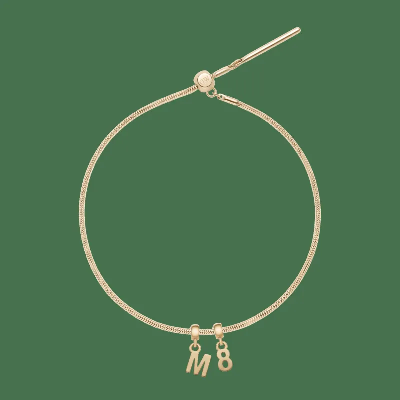 Charm Snake Bracelet + Your Choice of Letter Charm + Number Charm sold by Daniel Wellington