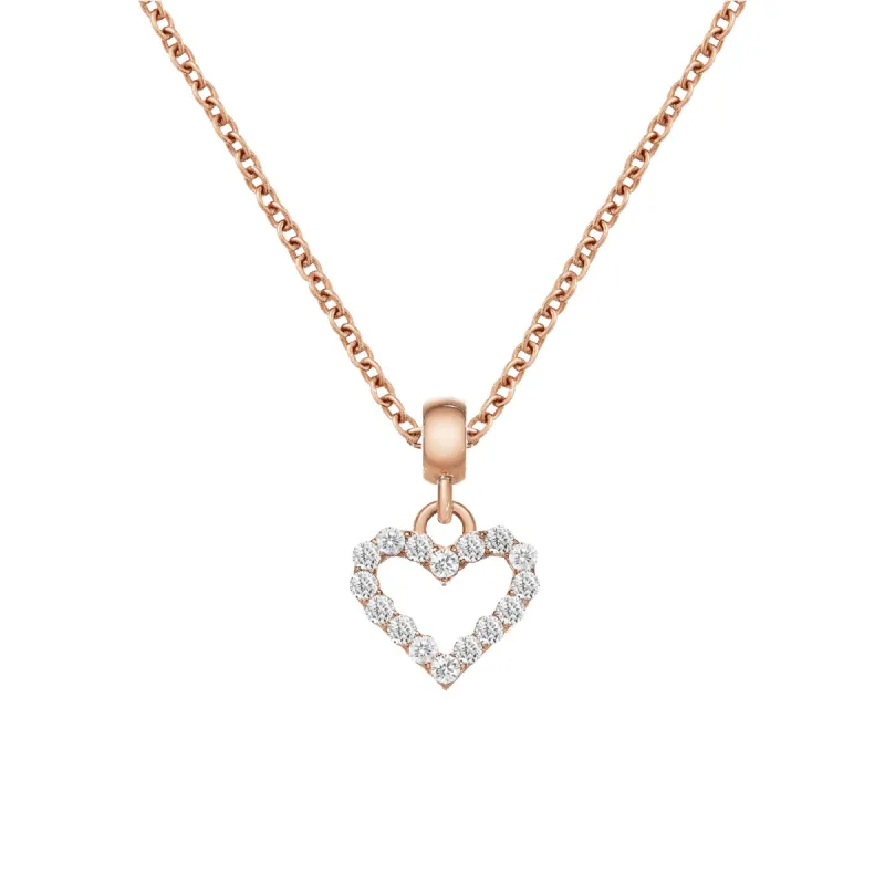 Chain Necklace + Heart Contour White Crystal Charm sold by Daniel Wellington