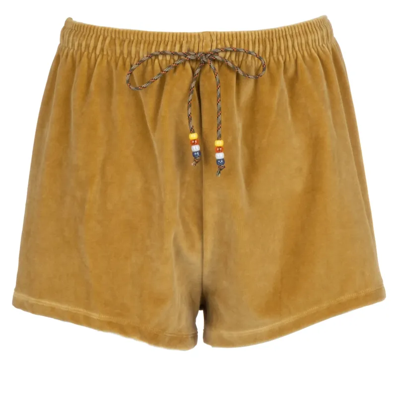 Camel Velour Shorts sold by DANNIJO