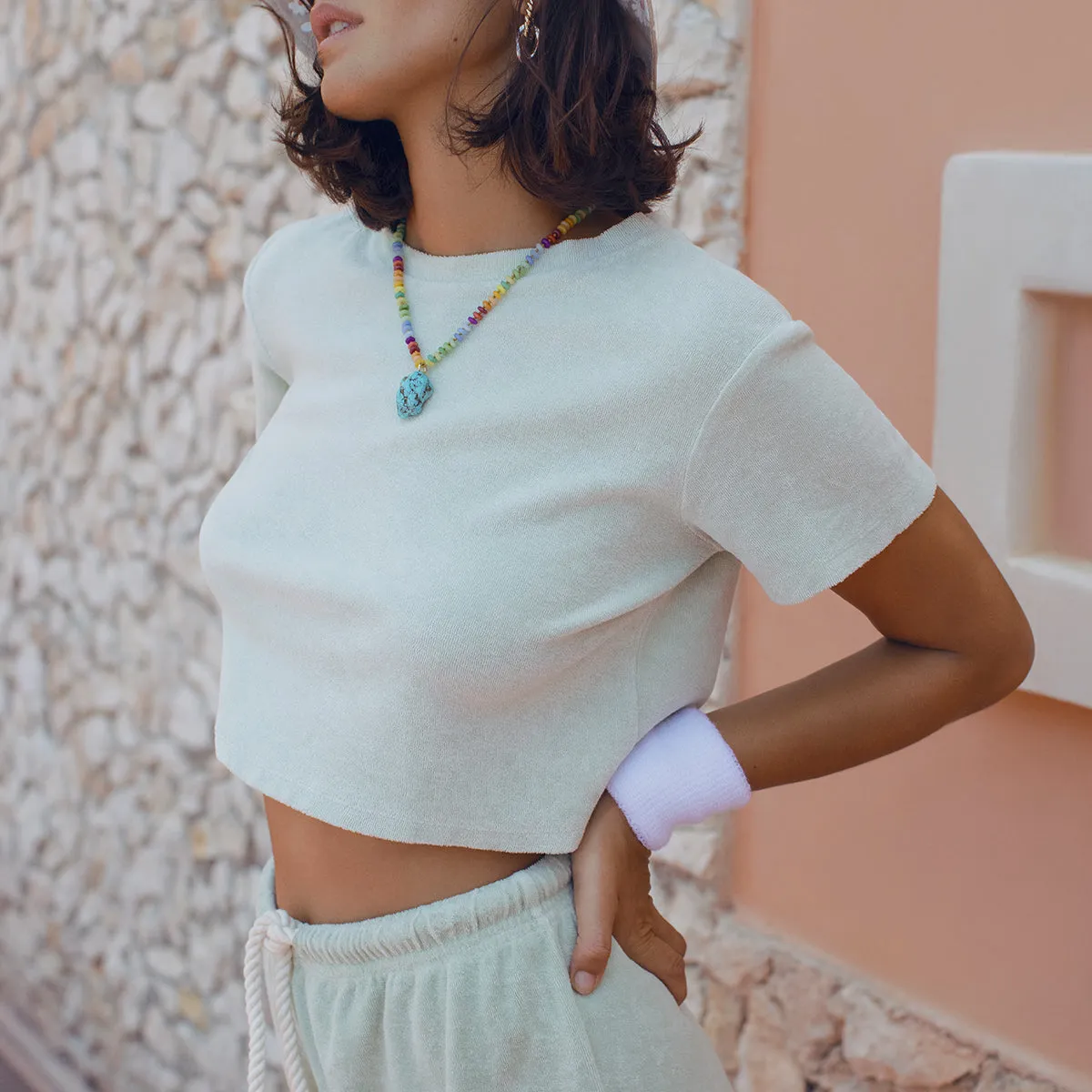 Green Terry Crop Top sold by DANNIJO product image thumbnail 5