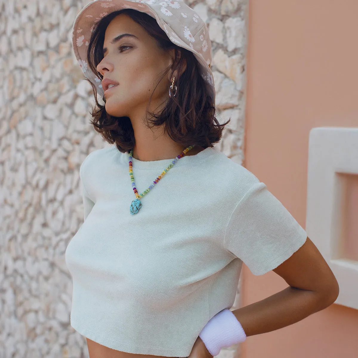 Green Terry Crop Top sold by DANNIJO product image thumbnail 3