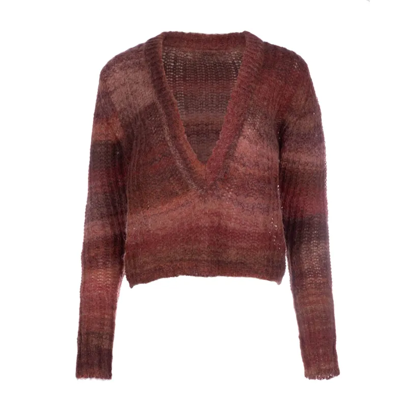Rust Mohair V-Neck Pullover sold by DANNIJO