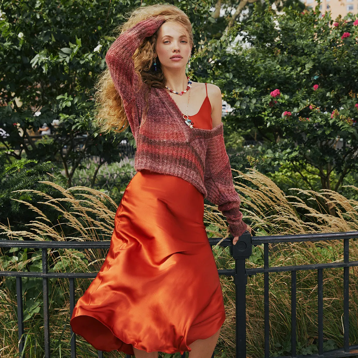 Rust Mohair V-Neck Pullover sold by DANNIJO product image thumbnail 3