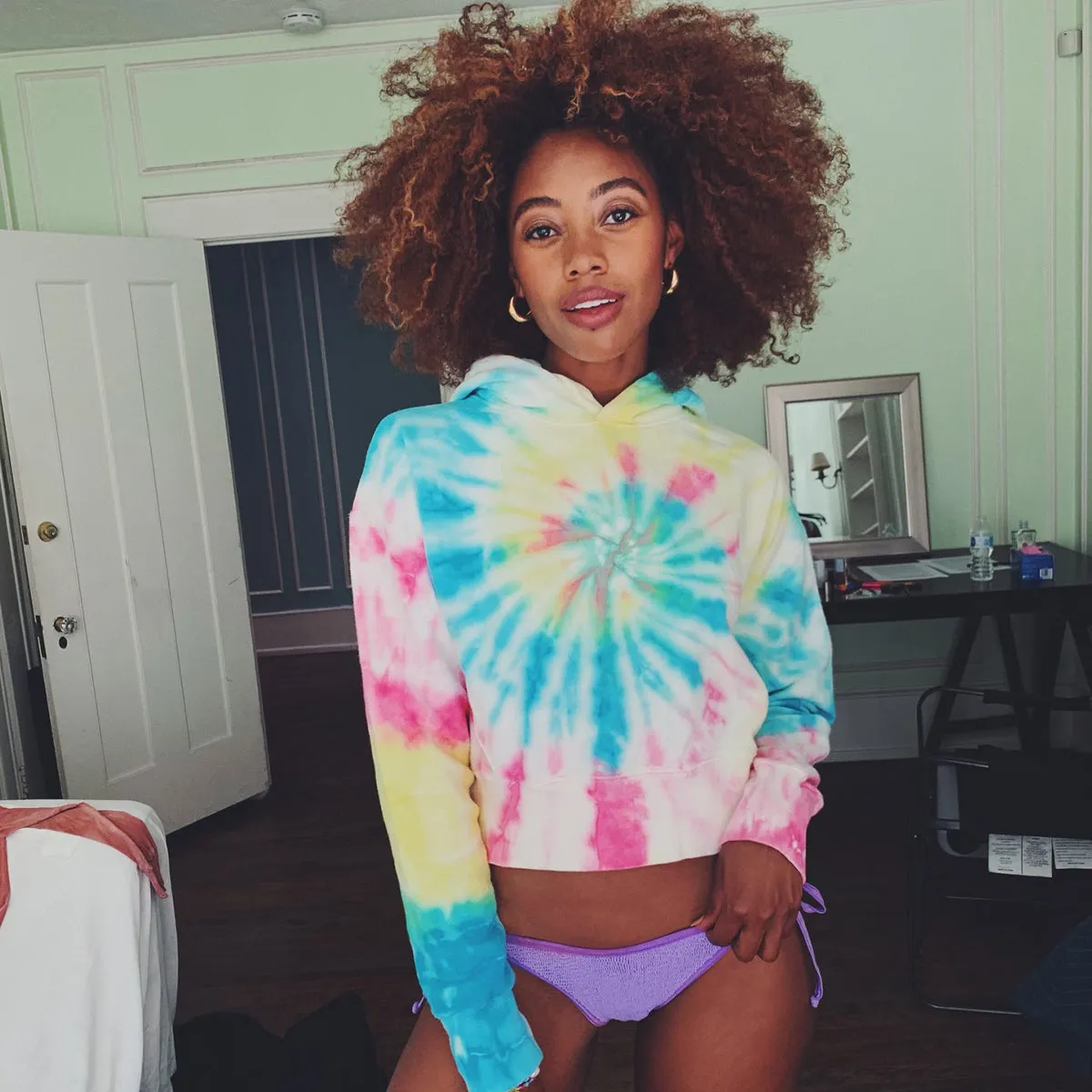 Neon Tie Dye Cropped Hoodie sold by DANNIJO product image thumbnail 2
