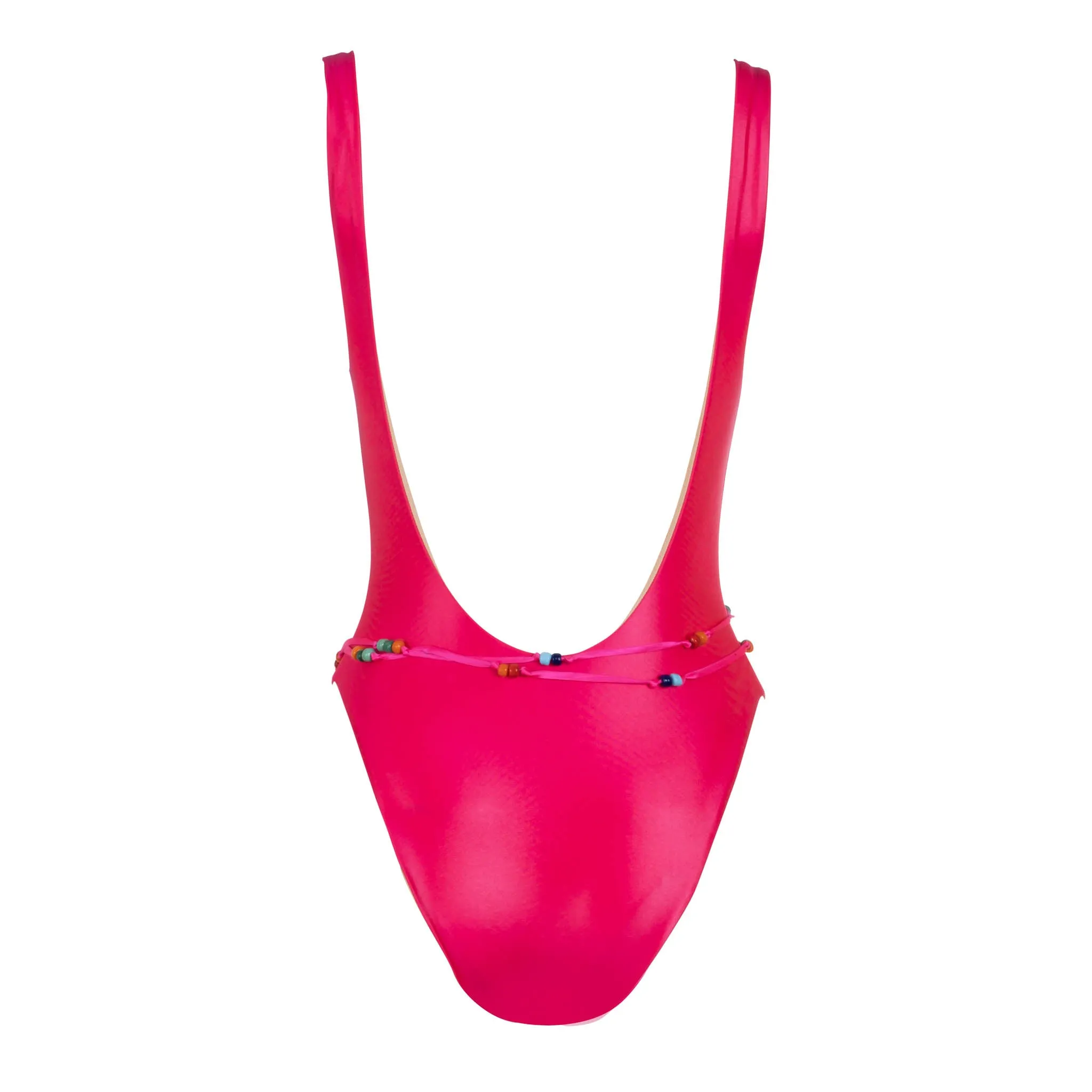 Acid Pink One-Piece Swimsuit with Beaded Belt sold by DANNIJO product image thumbnail 3