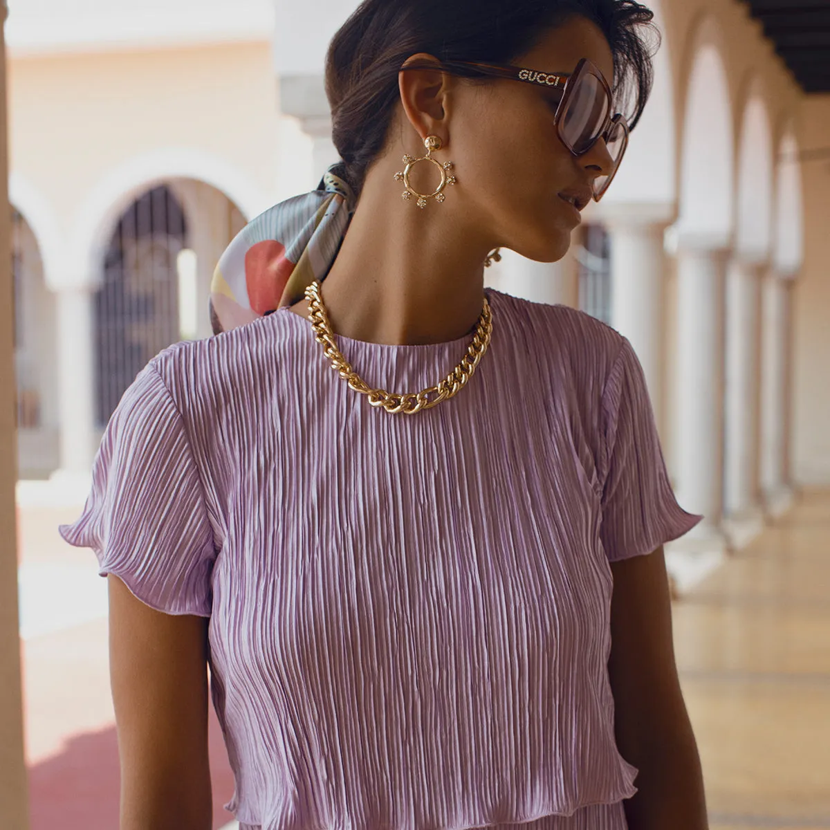 Lilac Pleated Crop Top sold by DANNIJO product image thumbnail 4