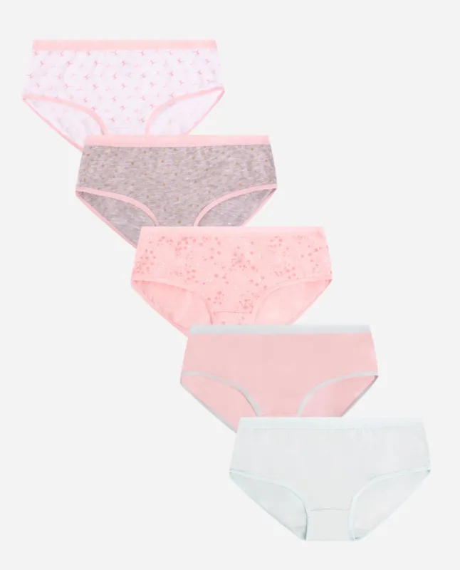 Girls 5-Pack Printed Cotton Spandex Bikini Underwear sold by Danskin