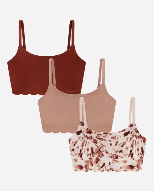 Washy Tie Dye Multi 3-Pack Laser Pullover Bra With Scallop Edge sold by Danskin