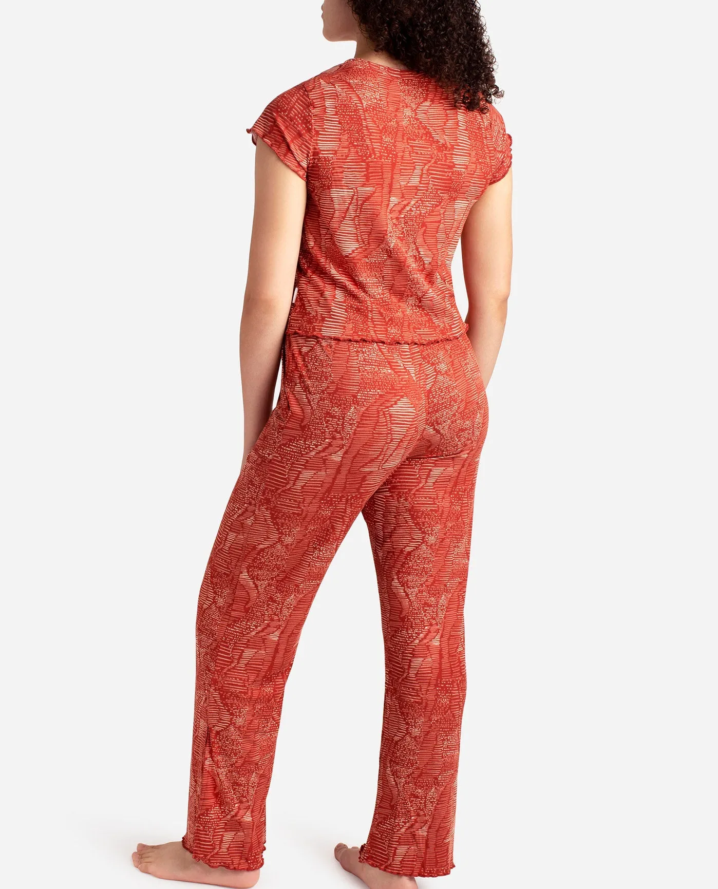 Ribbed Short Sleeve Sleep Set with Wide Leg Pant sold by Danskin product image thumbnail 2