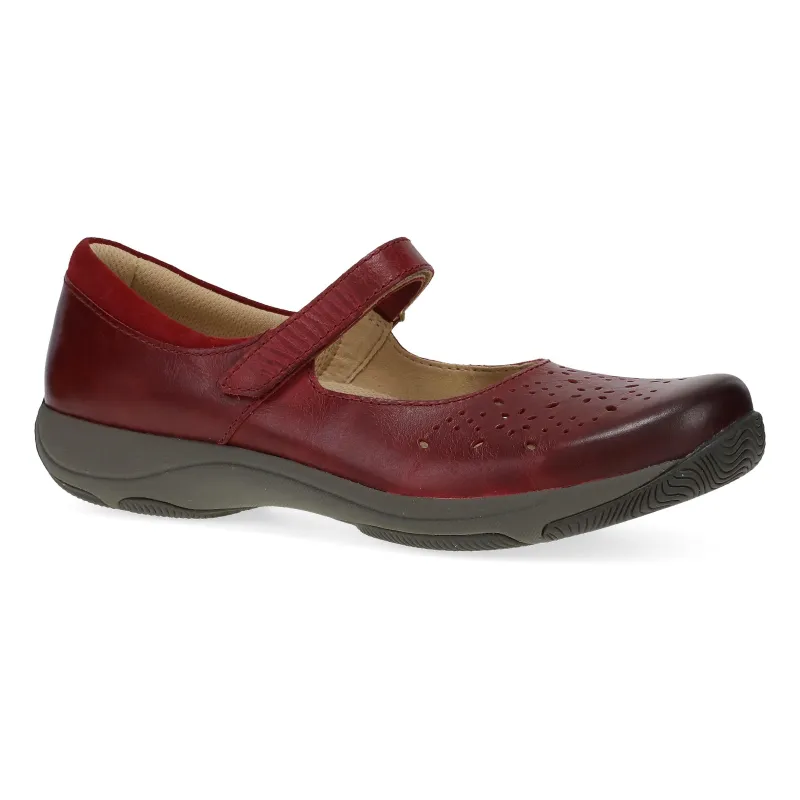 Stacy Wide Red Waxy Burnished made by Dansko
