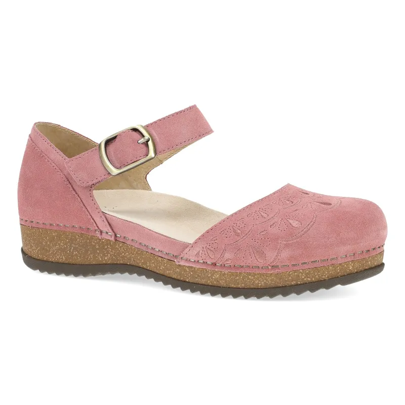 Mae Ash Rose Embroidered Suede made by Dansko