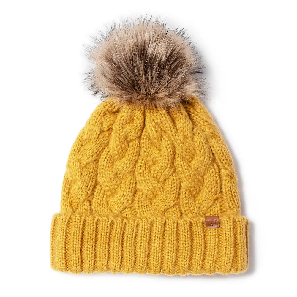 Braided Knit Beanie with Faux Fur Pom - ABB25 sold by D&Y product image thumbnail 3