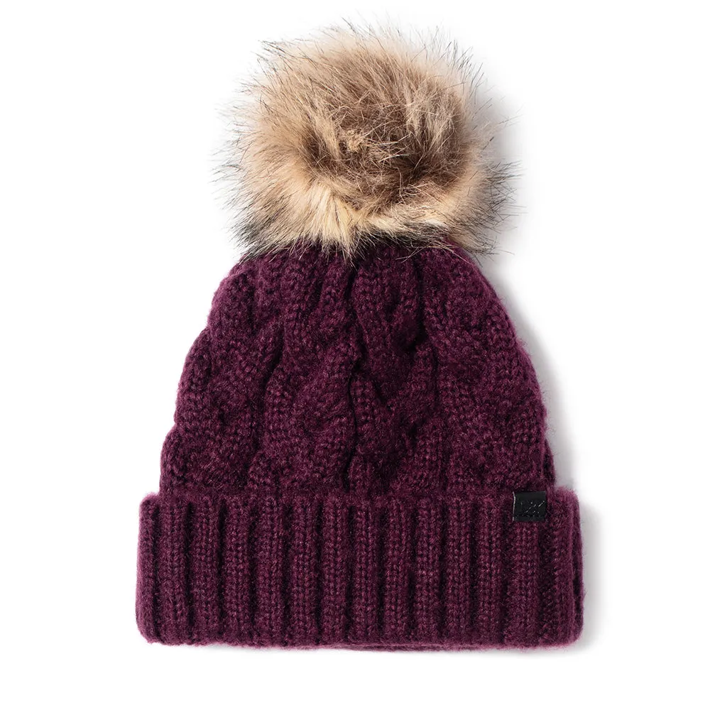 Braided Knit Beanie with Faux Fur Pom - ABB25 sold by D&Y product image thumbnail 5