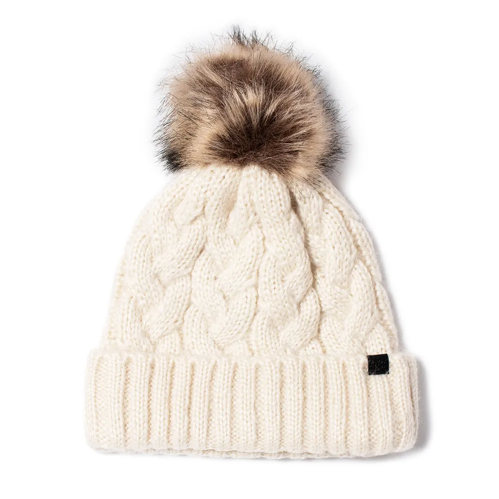 Braided Knit Beanie with Faux Fur Pom - ABB25 sold by D&Y product image thumbnail 4