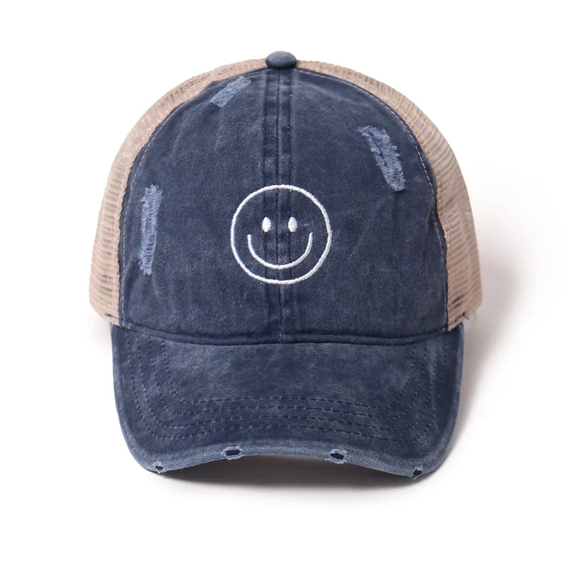 Smile Ponyflo® Mesh Back Baseball Cap sold by David and Young