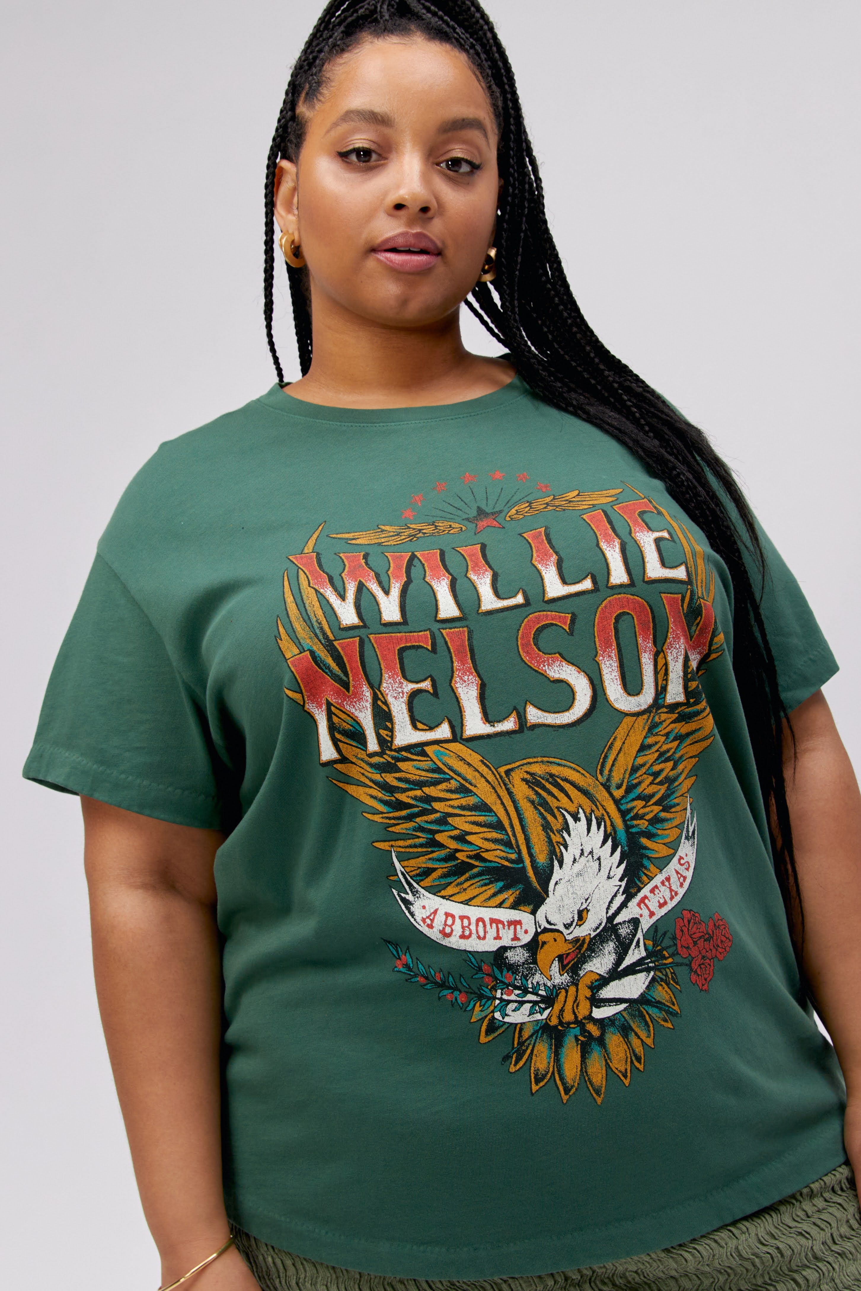 Willie Nelson Abbott Texas Tour Tee in Stormy Green ES sold by Daydreamer product image thumbnail 2