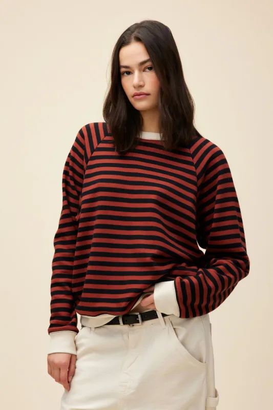 Stripe Vintage Sweatshirt in Mahogany sold by Daydreamer