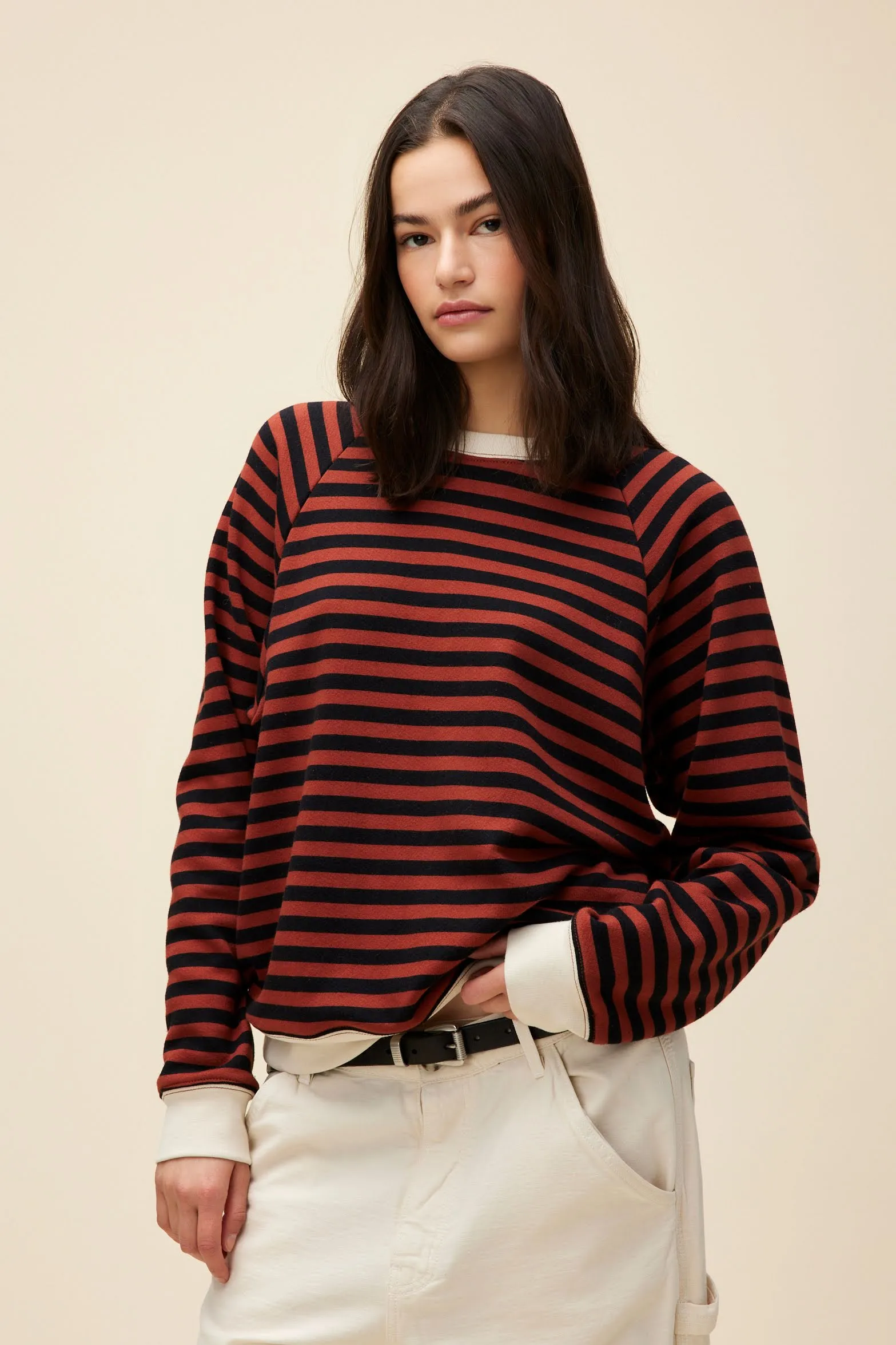 Stripe Vintage Sweatshirt in Mahogany sold by Daydreamer
